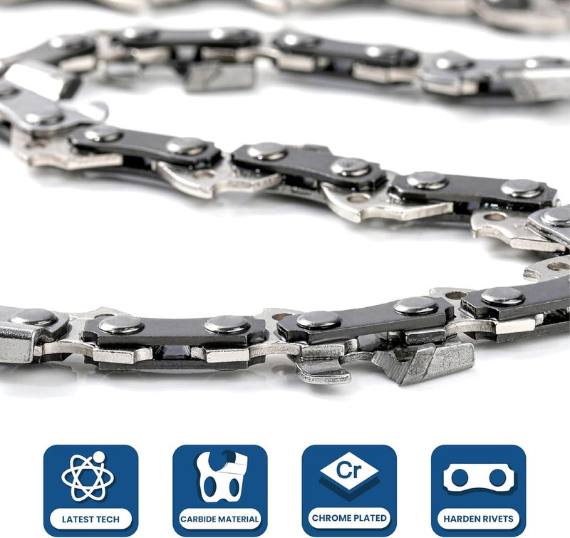Zentop Carbide Chainsaw Chain 18 Inch, 3/8" LP Pitch, .050" Gauge, 62 Drive Links, Fits Poulan 4018, 4218, Echo CS-3400, CS-3450 and More, 1 Chain - Image 3
